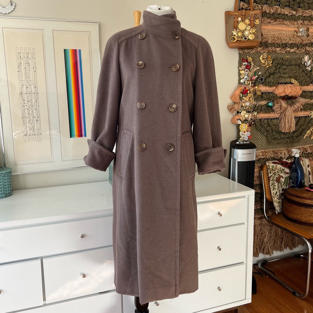 Vintage Dejac Paris Wool / Cashmere / Angora Winter Trench Coat Taupe Women's L